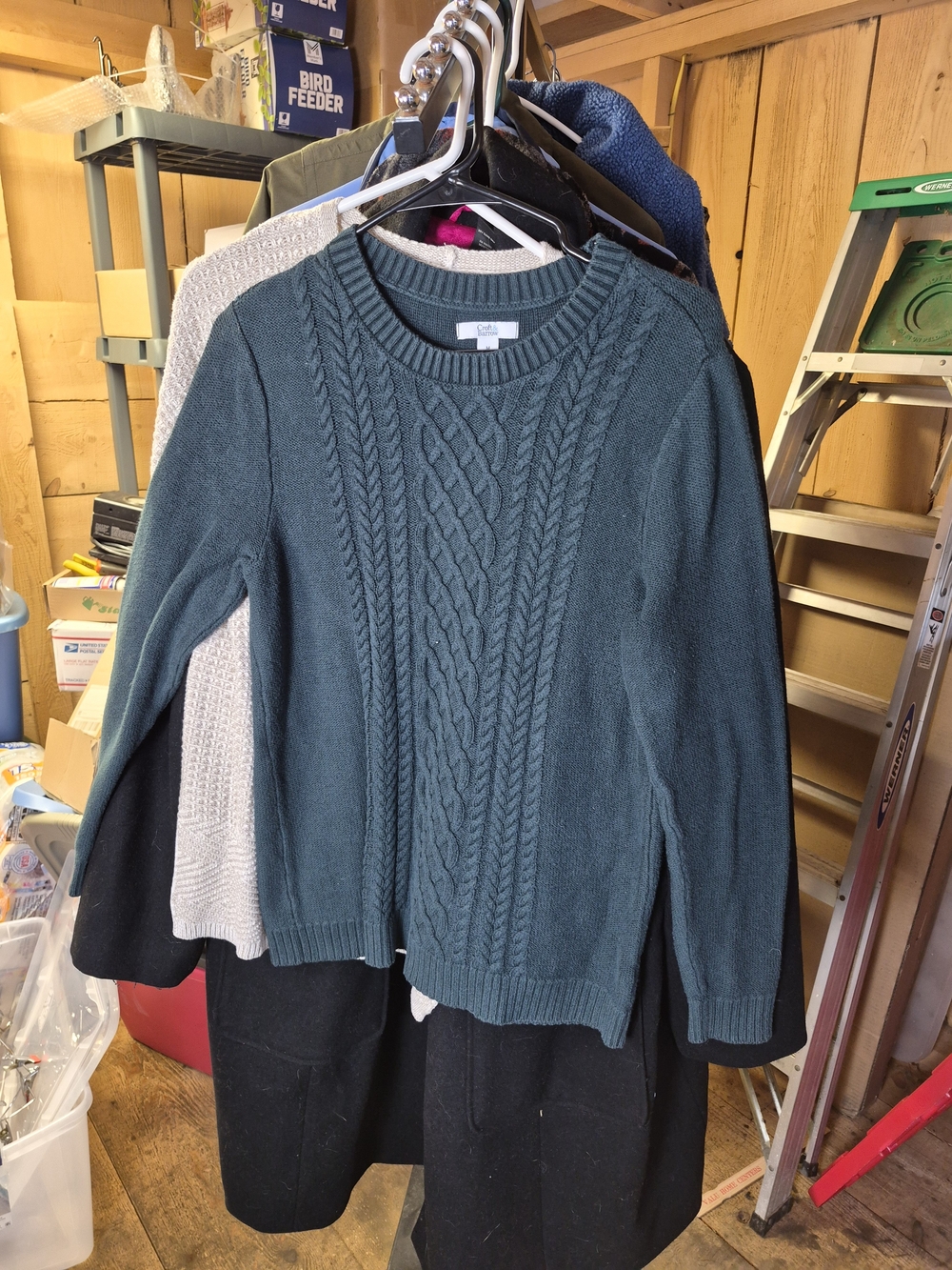 croft & barrow Teal Cable Knit Crewneck Sweater Bin 58